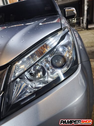 Isuzu D-max ขัดไฟหน้า+หุ้มฟิล์ม ( เกรด PVC ) สีฟ้าไฮบริด