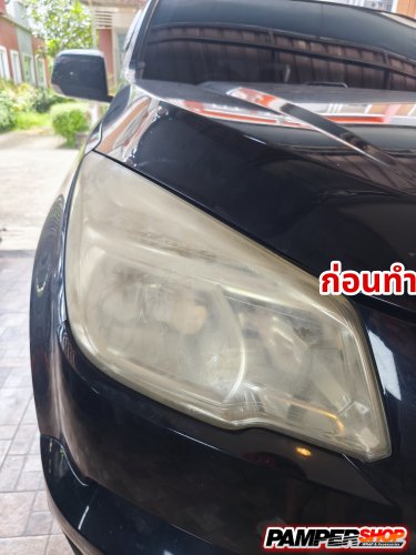 Chevrolet Colorado สีดำ ขัดไฟหน้า+หุ้มฟิล์มไฟ TPU แบบใส