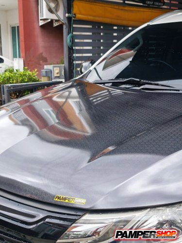 Misubishi Pajero หุ้มสติ๊กเกอร์เคฟล่า ฝาหน้า ลายรังผึ้ง ( เกรด PET )