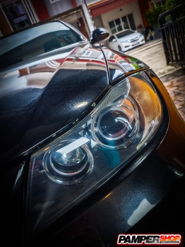 BMW 3 Series E90 ขัดไฟ+หุ้มฟิล์ม สีฟ้าไฮบริด PVC