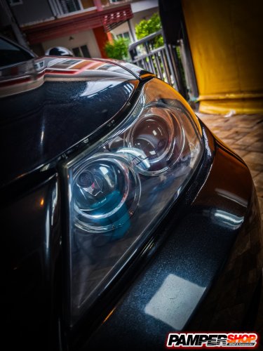 BMW 3 Series E90 ขัดไฟ+หุ้มฟิล์ม สีฟ้าไฮบริด PVC