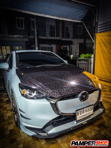 mazda 2 skyactive หุ้มสติ๊กเกอร์เคฟล่า ฝาหน้าหินอ่อน FORGED (PET)