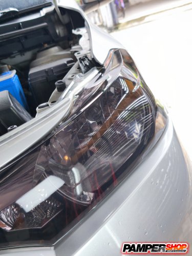 Toyota Vios gen 3 ขัดไฟหน้า+หุ้มฟิล์มไฟ PVC สีดำอ่อน smoke