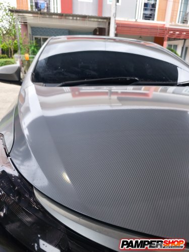 Vios Gen 2 หุ้มสติ๊กเกอร์เคฟล่า 6D สีเทา ฝาหน้า (PVC)