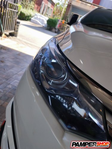 Toyota Vios Gen 3 ขัดไฟหน้า + หุ้มฟิล์มไฟหน้า สีฟ้าไฮบริด เกรด TPH