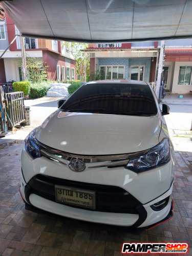 Toyota Vios Gen 3 ขัดไฟหน้า + หุ้มฟิล์มไฟหน้า สีฟ้าไฮบริด เกรด TPH
