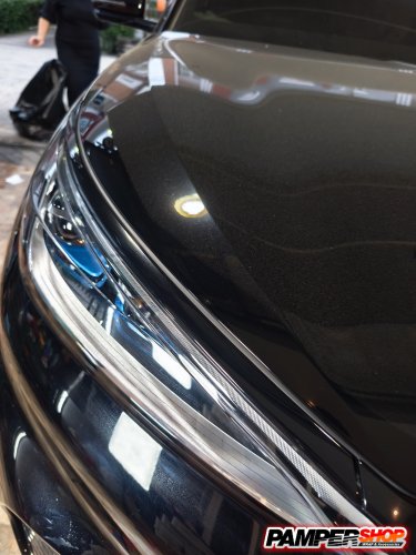 BYD ATTO3 สีดำ หุ้มกระจังหน้า+คิ้วไฟหน้า+เสาประตู ดำเงา เกรด PET