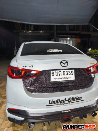 mazda 2 หุ้มสติ๊กเกอร์เคฟล่า หินอ่อน FORGED ฝาท้ายชิ้นล่าง