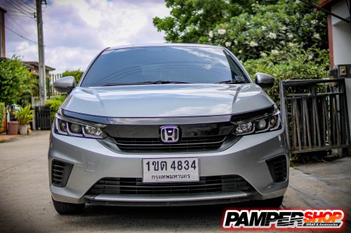 City 1.0 Turbo หุ้มฟิล์มสติ๊กเกอร์ กระจังหน้า เปลี่ยนจาก โคเมี่ยมเป็นดำเงา