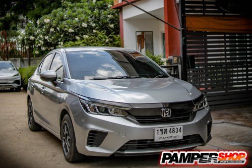 City 1.0 Turbo หุ้มฟิล์มสติ๊กเกอร์ กระจังหน้า เปลี่ยนจาก โคเมี่ยมเป็นดำเงา