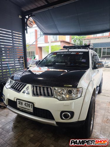 Pajero Sport หุ้มสติ๊กเกอร์เคฟล่า ฝาหน้า ลายหินอ่อน FORGE PET