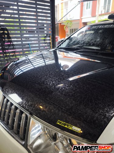 Pajero Sport หุ้มสติ๊กเกอร์เคฟล่า ฝาหน้า ลายหินอ่อน FORGE PET